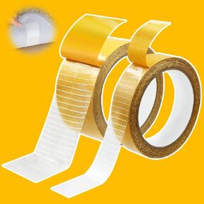 AstraVox 1in&2in*33ft Double Sided Fabric Tape Heavy Duty, Multifunctional Carpet Tape for Cloths, Decorations, Walls, Outdoor, High Adhesive Strength, No Residue, Not Easy to Break(2pack)