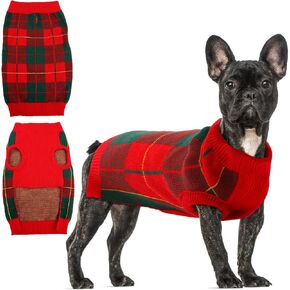 QBLEEV Dog Sweaters for Small Dogs, Dog Sweater Dress Puppy Sweaters Pullover Dog Christmas Sweaters Warm Winter Turtleneck Pet Sweaters with Leash Hole Soft Fall Dog Sweaters for Dogs Girls Boys XS in Kuwait
