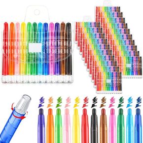 24 Sets 12 Color Mini Non Toxic Crayons Coloring Drawing Art Supplies Twist up Propelling Assorted Color Crayon for Office School Teens Kids Children