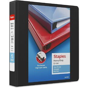 Staples Heavy-Duty 4 بوصة D 3 حلقات الرابط ، الأحمر (24698-US)