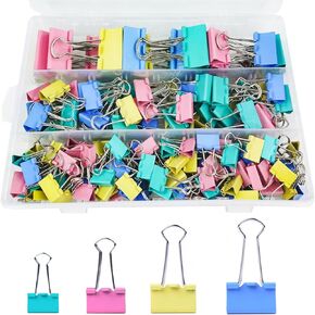 170 PCS Clips مقاطع متنوعة ، ملونة كبيرة ، متوسطة ، مقاطع ورق الموثق الصغيرة للمستلزمات المكتبية ، المنزل ، تنظيم المستندات المدرسية (الأزرق ، الوردي ، الأصفر ، الأخضر)
