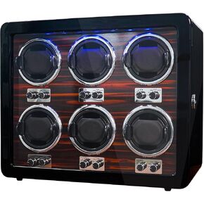 Oryx 3 Watch Winders for Automatic Watches Wooden Rotating Watch Box 15 Rotation Modes Setting Display Case with LED Light, Battery Operated or USB Powered Super Quiet Mabuchi Motor