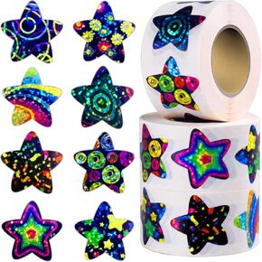 1500 PCS ملصقات نجوم ثلاثية الأبعاد للأطفال مكافأة ، ملصقات نجم ملونة للرسوم اللصقية لمخطط السلوك ، مخطط الطلاب ، مستلزمات مدرس الفصل الدراسي (1 ") لكل منهما)