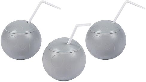 Fun Express 8 oz. Sport Ball Reusable BPA-Free Plastic Cups with Lids & Straws - 12 Cups - Great for Sporting and Birthday Party Events in Saudi Arabia