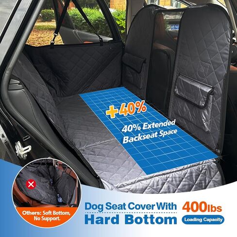 Back Seat Extender for Dogs with Escape-Proof Dog Car Barrier, Upgrated Firm Frame Dog Seat Cover for Back Seat Hard Bottom Holds 400lbs, WaterproofDog Travel Bed Backseat Cover for Car&SUV in Saudi Arabia