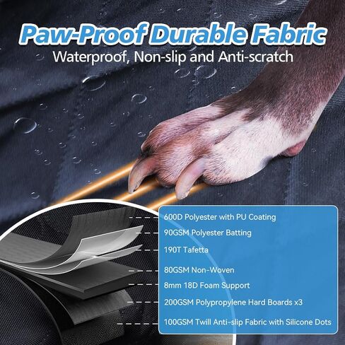 Back Seat Extender for Dogs with Escape-Proof Dog Car Barrier, Upgrated Firm Frame Dog Seat Cover for Back Seat Hard Bottom Holds 400lbs, WaterproofDog Travel Bed Backseat Cover for Car&SUV in Saudi Arabia