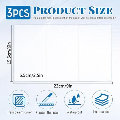 3PCS Clear Book Cover, A6 Notebook Cover, Clear Plastic Sleeves for Notebooks, Rocketbook, Scrapbook Supplies, A6 Notebook Accessories in Kuwait