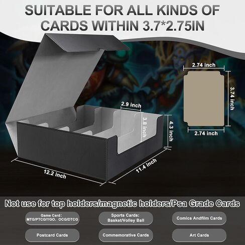 3200+ Capacity Trading Card Storage Box, Holds 3.7in Cards MTG Commander Deck Box with 24 Color-Coded Dividers & 4 Reinforced Supporters, Thick Card Organizer Fit for Magic, TCG, YuGiOh, Sports Cards in Kuwait