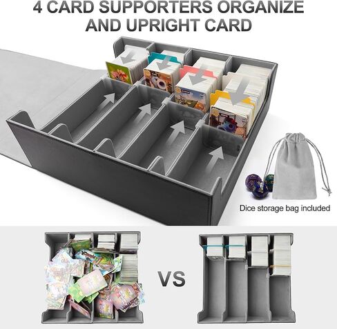 3200+ Capacity Trading Card Storage Box, Holds 3.7in Cards MTG Commander Deck Box with 24 Color-Coded Dividers & 4 Reinforced Supporters, Thick Card Organizer Fit for Magic, TCG, YuGiOh, Sports Cards in Kuwait