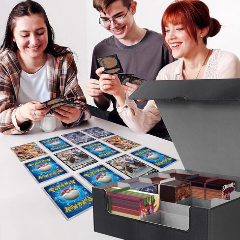 3200+ Capacity Trading Card Storage Box, Holds 3.7in Cards MTG Commander Deck Box with 24 Color-Coded Dividers & 4 Reinforced Supporters, Thick Card Organizer Fit for Magic, TCG, YuGiOh, Sports Cards in Kuwait