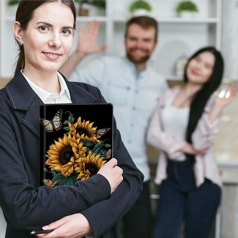 محفظة مجلدات الحافظة على عباد Sunflower Butterfly ، مجلد استئناف مقابلة جلدية مع 4 حامل بطاقة عمل ، حافظة Padfolio A4 A4 in Kuwait