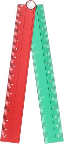 HARFINGTON Folding Straight Ruler 30cm Metric Aluminum Alloy Protractor Foldable Angle Ruler Geometric Measuring Tool with Angle Line for Architects Artists Office, Red Green in Kuwait