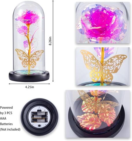 Rose Flower Gifts For Women Birthday Gifts For Girlfriend Wife Sister Daughter Friendship Light Up Glass Rose For Mon Best Friend Card Gift Aunt Grandmo Christmas Anniversary Butterfly Decoration in Saudi Arabia