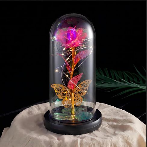 Rose Flower Gifts For Women Birthday Gifts For Girlfriend Wife Sister Daughter Friendship Light Up Glass Rose For Mon Best Friend Card Gift Aunt Grandmo Christmas Anniversary Butterfly Decoration in Saudi Arabia