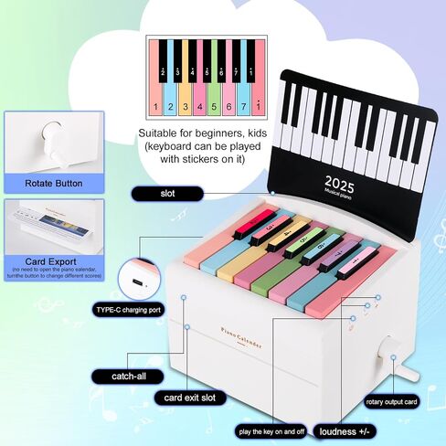 Swift Piano Calendar 2025, Mini Piano Calendar Included 52 Music Scores in 27 Cards (White, Small) in Saudi Arabia