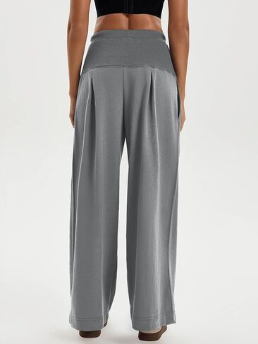 Tankaneo Womens Pleated Wide Leg Sweatpants Baggy Drawstring High Waisted Pants Casual Comfy Palazzo Lounge Pants in Saudi Arabia