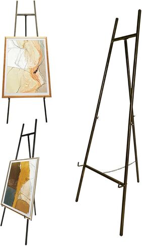 Iron Adjustable Arts & Crafts Easels,Metal Easel Stand with Chain Support for Mirror,58 Inch Floor Easels for Display Wedding Sign(Gold) in Kuwait
