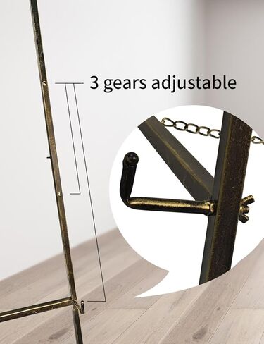 Iron Adjustable Arts & Crafts Easels,Metal Easel Stand with Chain Support for Mirror,58 Inch Floor Easels for Display Wedding Sign(Gold) in Kuwait