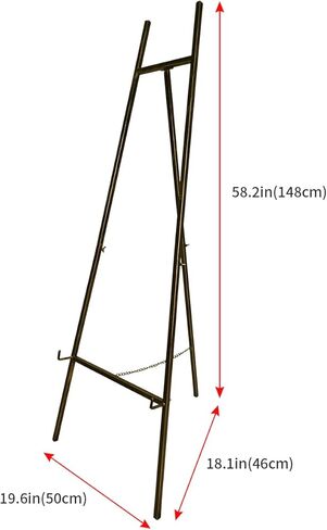 Iron Adjustable Arts & Crafts Easels,Metal Easel Stand with Chain Support for Mirror,58 Inch Floor Easels for Display Wedding Sign(Gold) in Kuwait