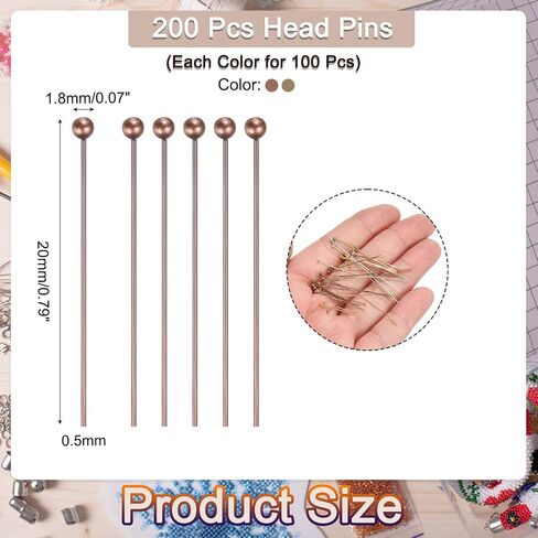 meccanixity 200pcs رأس الكرة المطلي دبابيس رأس المجوهرات صنع 24 مقياسا مقاييس 20 ملم دبابيس رأس الأسلاك ل DIY القلادات الحرف الأقراط والبرونز والبرونز الأرجواني in Kuwait