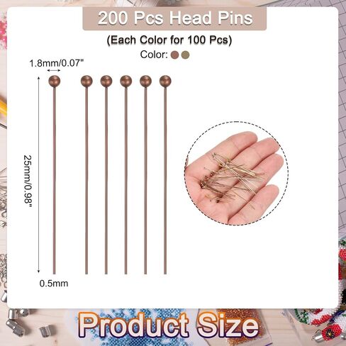 meccanixity 200pcs رأس الكرة المطلي دبابيس رأس المجوهرات صنع 24 مقياسا مقاييس 20 ملم دبابيس رأس الأسلاك ل DIY القلادات الحرف الأقراط والبرونز والبرونز الأرجواني in Kuwait