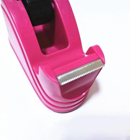 Non-Skid Tape Dispenser Adhesive Tape Roll Cutter for Desk Hot Pink Small Office Desktop Tape Dispenser Heavy Duty 3/4 Inch Core (Rose Red) in Kuwait