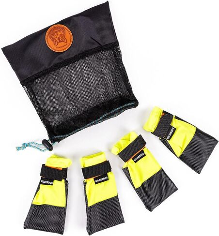 Wilderdog Dog Booties, Lightweight, Grippy Rubber Bottom, Double Hook & Loop Closure Set of 4 - Medium in Kuwait
