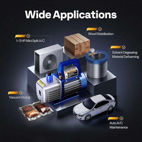 VIVOHOME 110V 1/4 HP 3.5 CFM مضخة تفريغ هواء دوارة ذات مرحلة واحدة مع زجاجة زيت in Kuwait