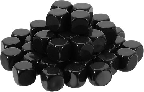 uxcell 50Pcs Rounded Blank Six Sided Dice 16mm/0.6inch Acrylic Dice Cube with Smoothed Surface for Party Board Game DIY Craft Counting Teaching, Black in Kuwait