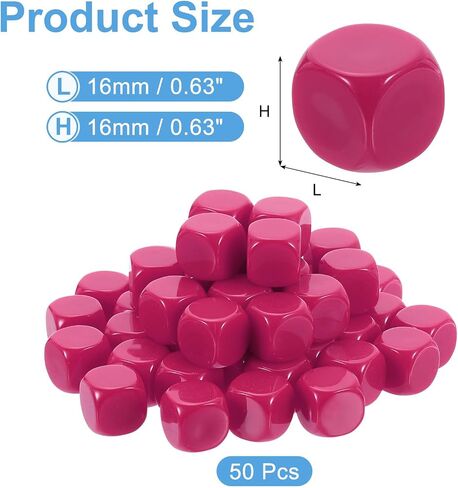 uxcell 50Pcs Rounded Blank Six Sided Dice 16mm/0.6inch Acrylic Dice Cube with Smoothed Surface for Party Board Game DIY Craft Counting Teaching, Black in Kuwait