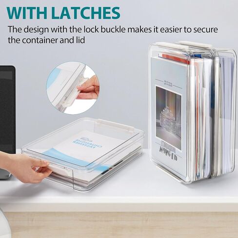 SANWICH Flat Plastic Storage Bins with Latching Lids Document Organizer Portable Project Case Stackable Storage Boxes for A4 Letter Size Paper Office Supplies 2 Pack in Kuwait