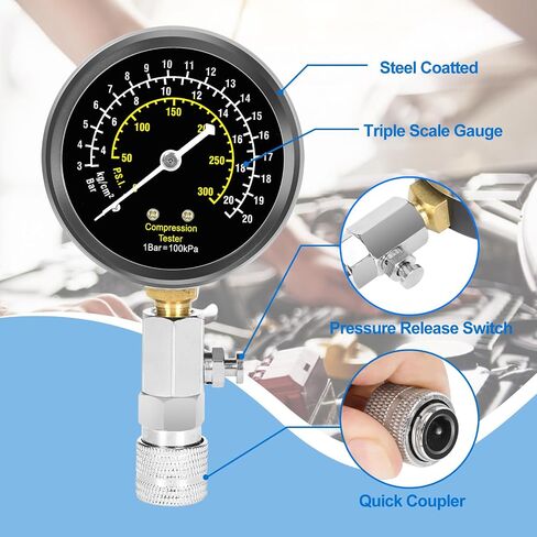 BETOOLL 13pcs Compression Tester with Spark Plug Tester - 300PSI Engine Cylinder Compression Gauge Automotive Tool in Saudi Arabia