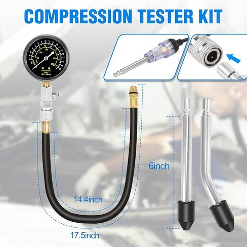 BETOOLL 13pcs Compression Tester with Spark Plug Tester - 300PSI Engine Cylinder Compression Gauge Automotive Tool in Saudi Arabia