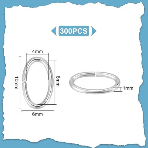 UNICRAFTALE 300 Pcs Stainless Steel Open Jump Rings 10x6mm Oval Jump Rings Open Rings for Jewelry Making DIY Craft Earring Bracelet Pendant Choker Jewelry Making Findings and Key Ring Chain in Kuwait