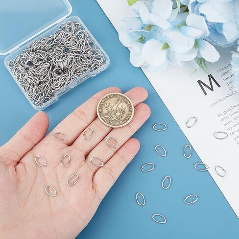 UNICRAFTALE 300 Pcs Stainless Steel Open Jump Rings 10x6mm Oval Jump Rings Open Rings for Jewelry Making DIY Craft Earring Bracelet Pendant Choker Jewelry Making Findings and Key Ring Chain in Kuwait