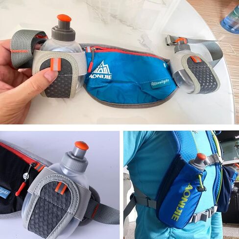 Azarxis Ultralight Running Vest Pack Reflective Breathable Hydration Backpack with Water Bottles for Men Women Hiking Camping Marathon Cycling Race (Blue with 2 Pack 250ml Water Bottles) in Kuwait