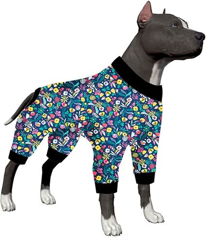LovinPet Big Dogs PJS Onesies, Blue Triangle Print, Post Surgery Shirt, UV Protection, Pet Anxiety Relief, Wound Care Onesie for Large Dog,3XL in Saudi Arabia