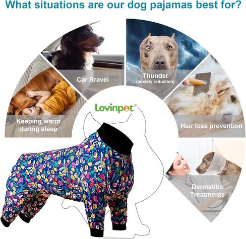 LovinPet Big Dogs PJS Onesies, Blue Triangle Print, Post Surgery Shirt, UV Protection, Pet Anxiety Relief, Wound Care Onesie for Large Dog,3XL in Saudi Arabia