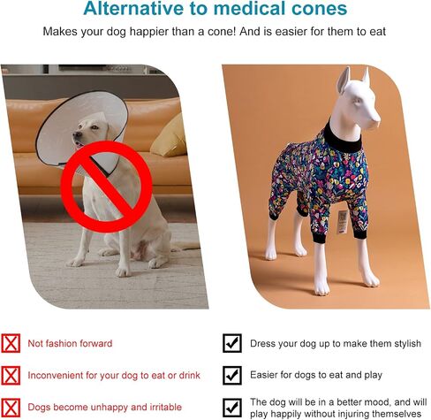 LovinPet Big Dogs PJS Onesies, Blue Triangle Print, Post Surgery Shirt, UV Protection, Pet Anxiety Relief, Wound Care Onesie for Large Dog,3XL in Saudi Arabia