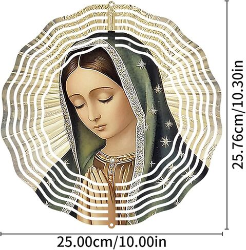 Virgin Mary Prayer Wind Spinner, Metal Wind Spinners Outdoor Indoor,Virgin Mary Hanging Garden Decor for Outside, Stainless Wind Spinners for Yard and Garden 10 inch 3D (25.76X25 CM) in Saudi Arabia