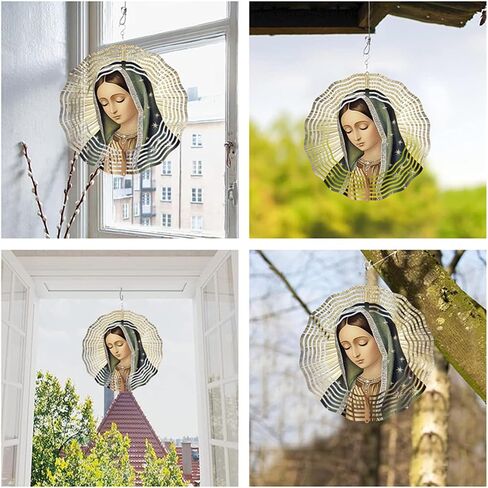 Virgin Mary Prayer Wind Spinner, Metal Wind Spinners Outdoor Indoor,Virgin Mary Hanging Garden Decor for Outside, Stainless Wind Spinners for Yard and Garden 10 inch 3D (25.76X25 CM) in Saudi Arabia