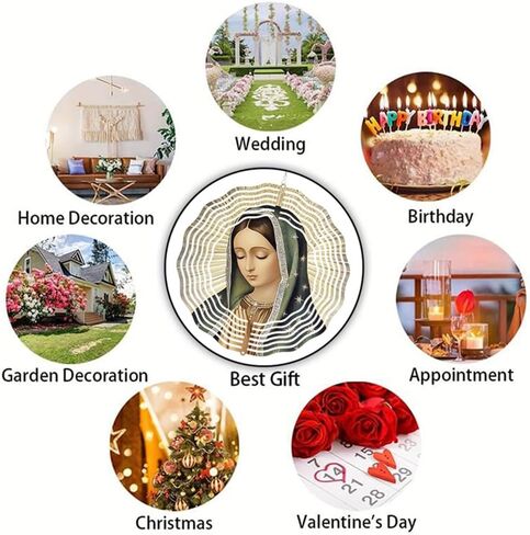 Virgin Mary Prayer Wind Spinner, Metal Wind Spinners Outdoor Indoor,Virgin Mary Hanging Garden Decor for Outside, Stainless Wind Spinners for Yard and Garden 10 inch 3D (25.76X25 CM) in Saudi Arabia