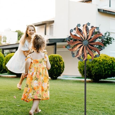 14.6" Wind Spinners Outdoor,Vintage Metal Wind Spinner,Large Wind Spinners for Yard and Garden,Waterproof Wind Sculptures & Spinners,Kinetic Wind Spinner,Garden Windmill for Lawn Patio Decor in Saudi Arabia