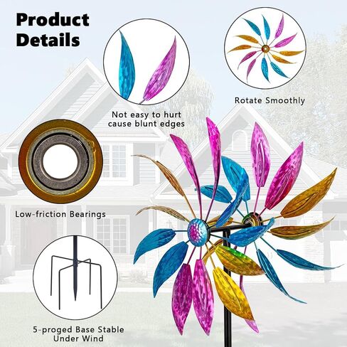 14.6" Wind Spinners Outdoor,Vintage Metal Wind Spinner,Large Wind Spinners for Yard and Garden,Waterproof Wind Sculptures & Spinners,Kinetic Wind Spinner,Garden Windmill for Lawn Patio Decor in Kuwait