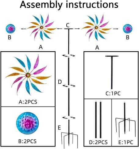 14.6" Wind Spinners Outdoor,Vintage Metal Wind Spinner,Large Wind Spinners for Yard and Garden,Waterproof Wind Sculptures & Spinners,Kinetic Wind Spinner,Garden Windmill for Lawn Patio Decor in Kuwait