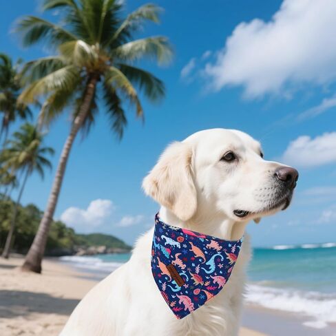 Unique Style Paws Dog Spring Bandanas 2Pcs Washable Cotton Triangle Summer Lemon Dinosaur Puppy Scarfs for Small Medium Large Dogs and Cats in Saudi Arabia