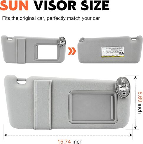 Beige Driver Left + Passenger Right Side Sun Visor Replacement Compatible with Toyota Venza 2009 2010 2012 2013 2014 2015 2016 with Sunroof Replace 74320-0T021-A1 74320-0T021-B1 in Kuwait