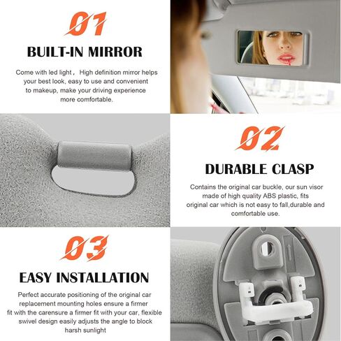 Beige Driver Left + Passenger Right Side Sun Visor Replacement Compatible with Toyota Venza 2009 2010 2012 2013 2014 2015 2016 with Sunroof Replace 74320-0T021-A1 74320-0T021-B1 in Kuwait