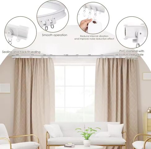 Bendable Plastic Metal Alloy Rod Flexible Window Curtain Track Poles Ceiling Mounting (300cm Ceiling Mount) in Saudi Arabia