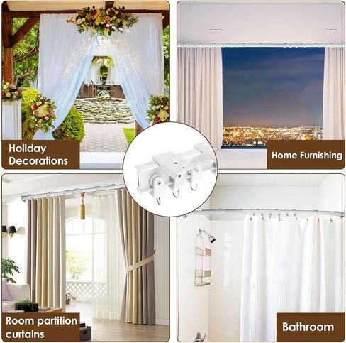 Bendable Plastic Metal Alloy Rod Flexible Window Curtain Track Poles Ceiling Mounting (300cm Ceiling Mount) in Saudi Arabia